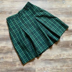 Vintage Plaid Pleated Mini Skirt School